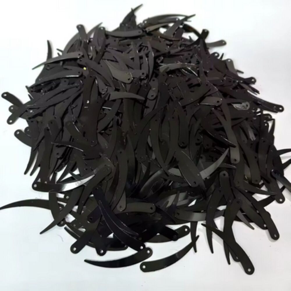 1000pcs Chilli Ivory Shape Sequins 5*32mm PVC Flat Paillette 1 Hole Black